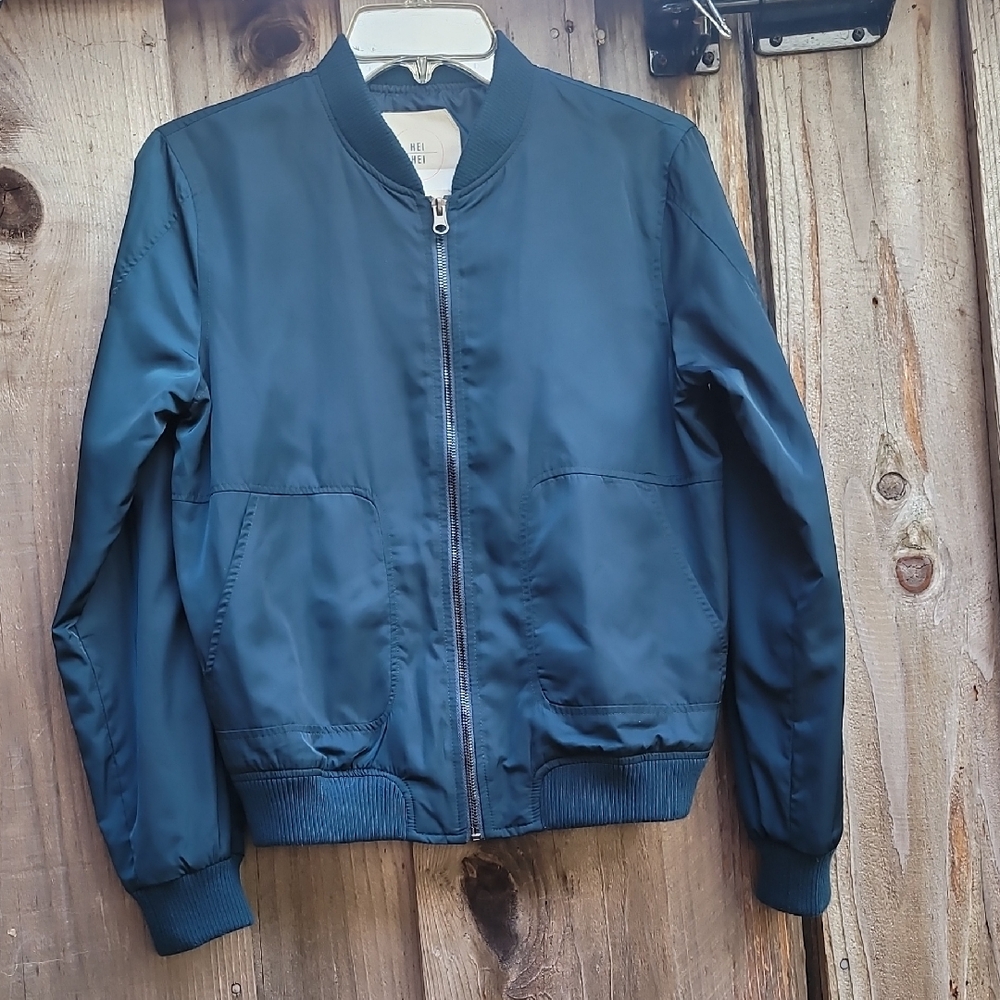 Hei Hei Anthropologie Blue Bomber Jacket XS Zip Lightweight Excellent Condition - Picture 2 of 5